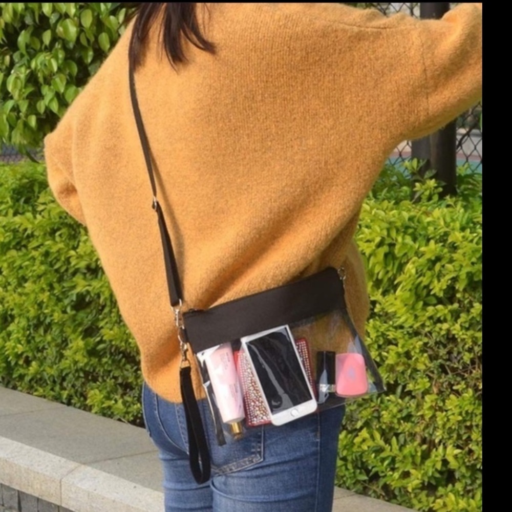 Black Smartphone crossbody bag with Transparent Window and Belt Clip